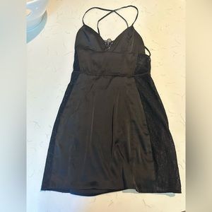 Black lace corset little black dress with open back